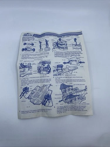 Vintage GI Joe Cobra Night Raven & Recon Jet Blueprint Instruction Sheet