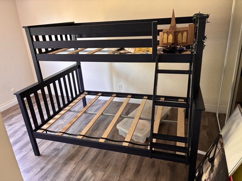 bunk beds : twin over full made of wood (blue set and brown set)