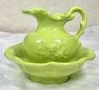 McCoy Pottery Pitcher and Bowl Lime Green Vintage