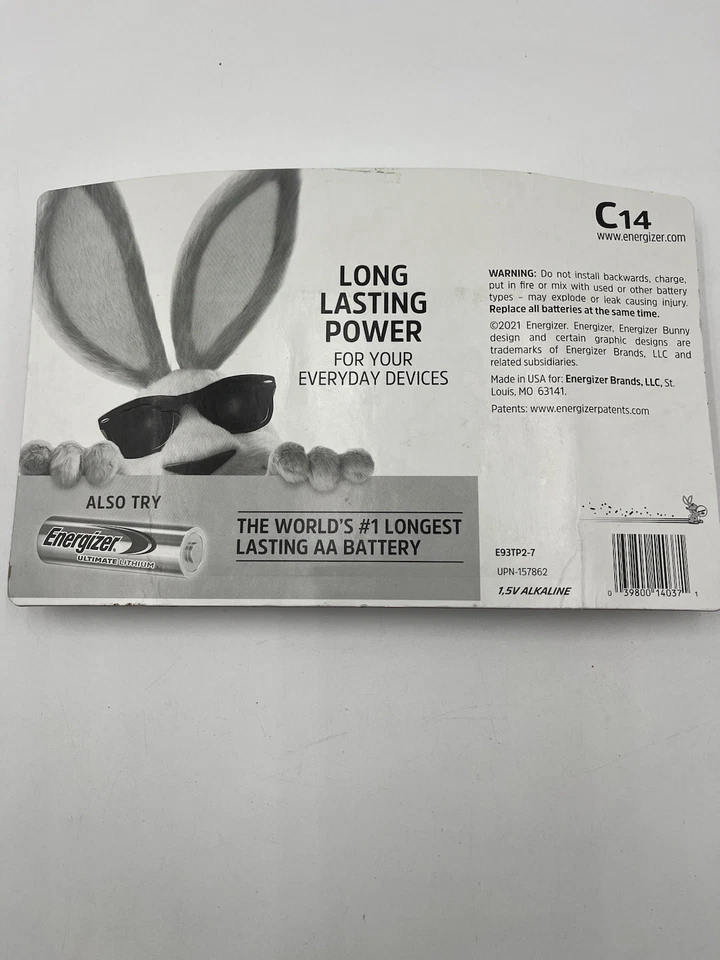 14 PACK of ENERGIZER MAX C CELL Batteries, Alkaline Batteries - Image 2 of 2