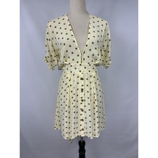 Faithfull the Brand Vanelli Mini Dress Sylve Dot Print Lemon 8 Cream Brown Dot