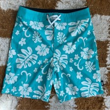 Vans Barely Used Tropical Blue and White Floral Swim Shorts Board Shorts Boys L