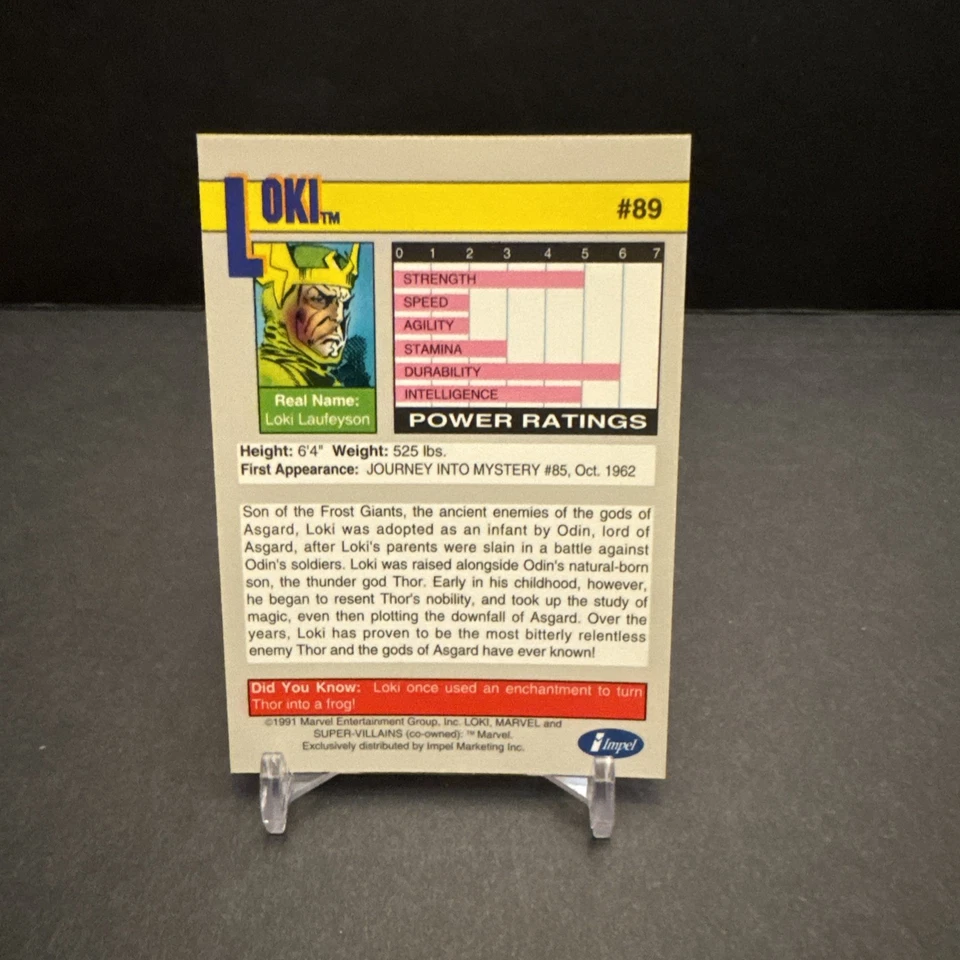 1991 Impel Marvel Universe Super Heroes - #89 LOKI EX/NM - Image 2 of 2