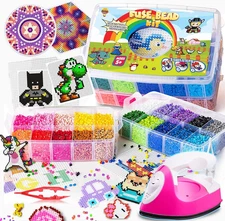 Board Fuse Beads Iron Set - Fuse Bead Kit for Kids Crafts with Bead Pegboard and