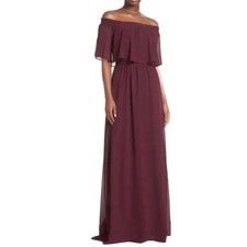 Show Me Your Mumu Hacienda Maxi Dress Medium NWT Merlot Chiffon Off Shoulder