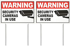 8X12 Inch Warning Security Cameras in USE Yard Sign with Stake Wb - 2 P
