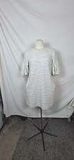Loft Ivory Multicolor Stripe Boucle Puff Sleeve Shift Mini Dress Size M