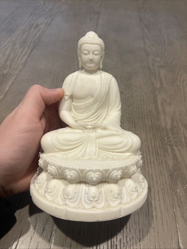Sitting White Buddha Statue 8" Height