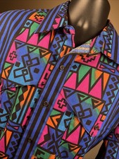 Wrangler Vintage 90s Aztec Western Shirt Mens 16.5-36 Cowboy Cut Tribal USA