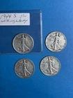 1944 S 1946P Walking Liberty half dollar; 1-S, 1-P, 46's-P Lot of 4