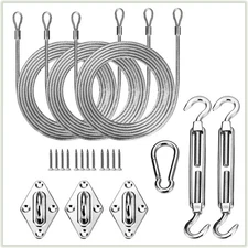 Hardware Kit Set for Triangle Sun Shade Sails Canopy, Easy-Tensioning, 316 Mi...