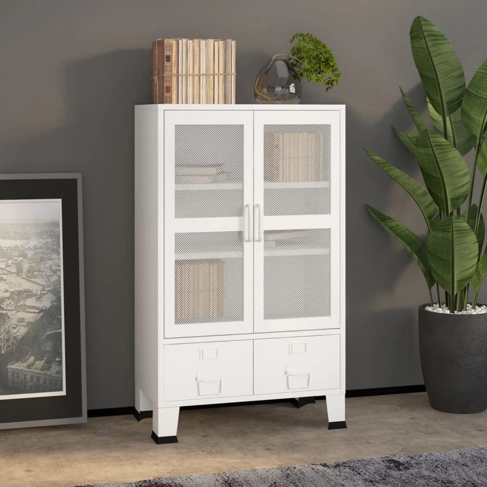 Coffre de Rangement Industriel Noir 70x40x115 cm Métal Armoire Bureau vidaXL - Photo 2/3