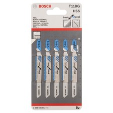 Lames De Scie Sauteuse Bosch T118G Basic Pour Métal (Paquet De 5)