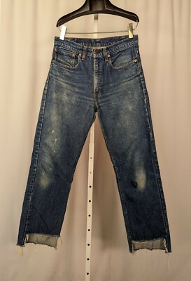 LEVIS 505xx Vintage Made In USA Thrashed Cropped Jeans Denim