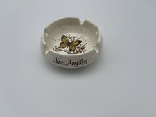 Vintage Pic Tic floral & butterfly LOS ANGELES Speckled Ashtray made in USA I