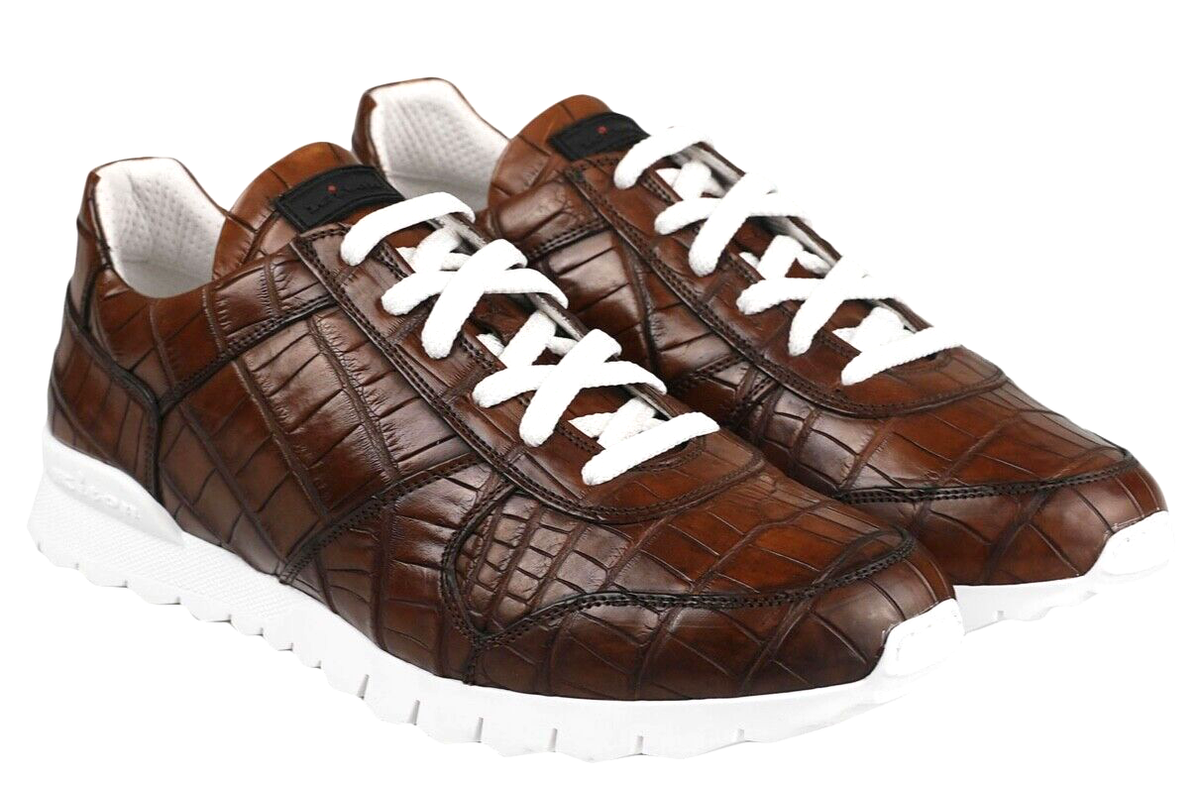 NEW KITON SNEAKERS SHOES 100% CROCODILE LEATHER SIZE 10 US