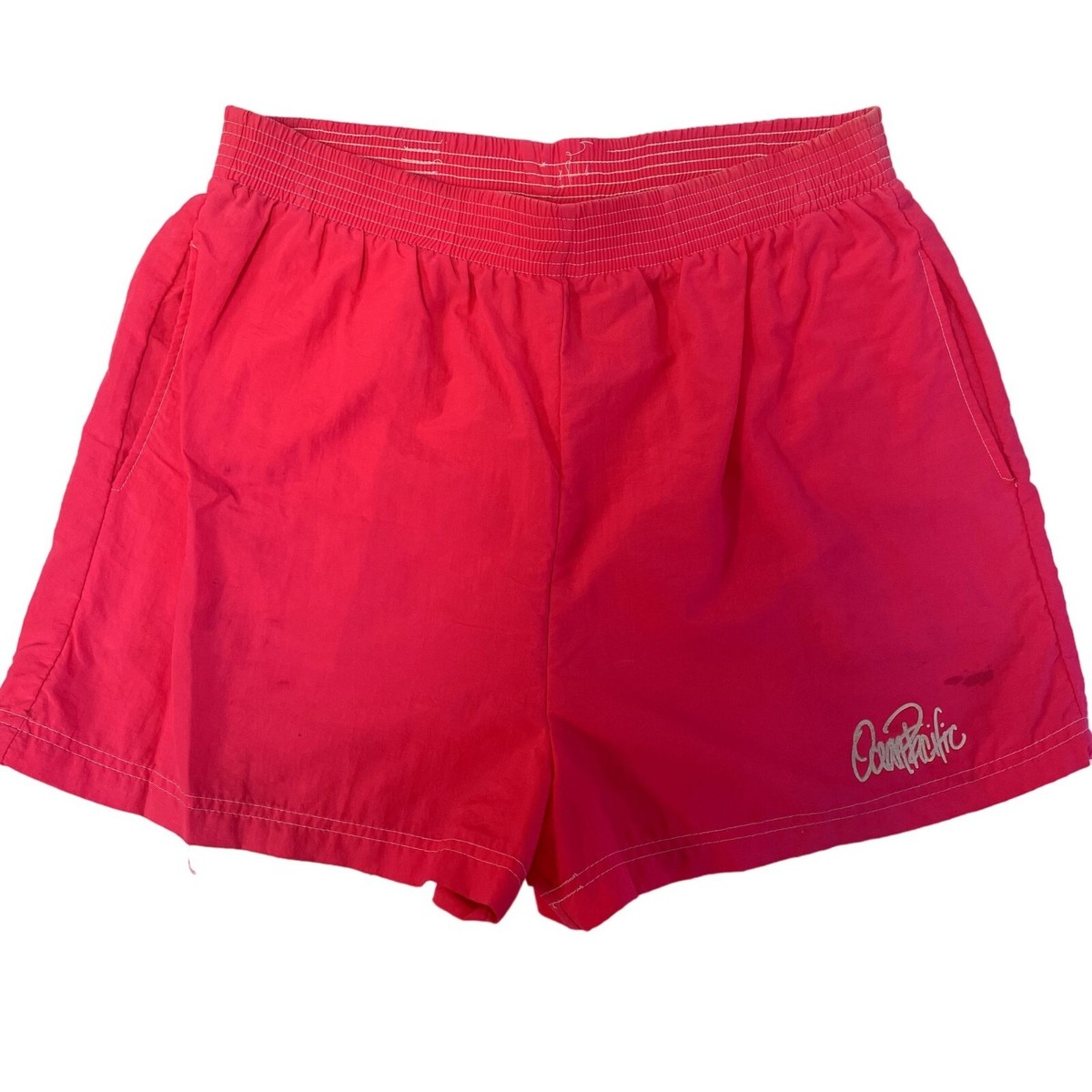 Vtg 80 90's Ocean Pacific OP Men's NEON Hot PINK Beach SURFER