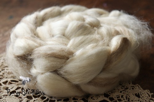 Merino Wool Roving, Tussah Silk, Flax Undyed Combed Top Blend Wool - 4 oz - Picture 7 of 10