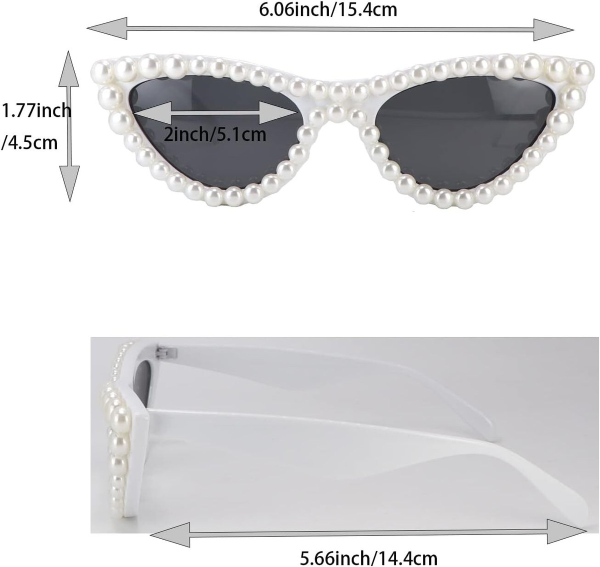 Pearl Cat Eye Sunglasses Womens Fashion Trendy UV Protection Cute Accessory Belle | Pearl Cat-Eye Wedding Sunglasses | Fifth & Ninth  main image 3