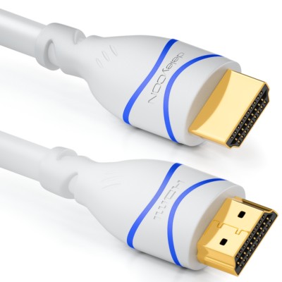 deleyCON 5m HDMI Kabel HDMI 2.0 kompatibel 4K UHD 2160p FULL HD 1080p 3D weiß