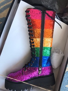rainbow glitter boots