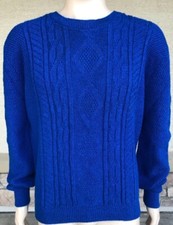 Vintage 80s 90s Bernette Cable Knit Sweater USA Made Size XL Blue