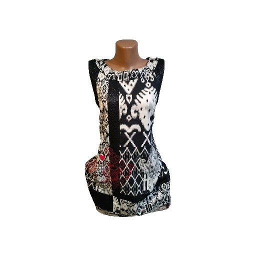 desigual black and white dress Desigual Pleated Midi Dress
