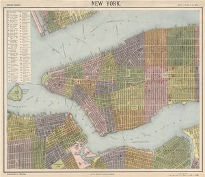 New York City Town Map Plan Lower Midtown Manhattan Brooklyn Letts 18 Ebay