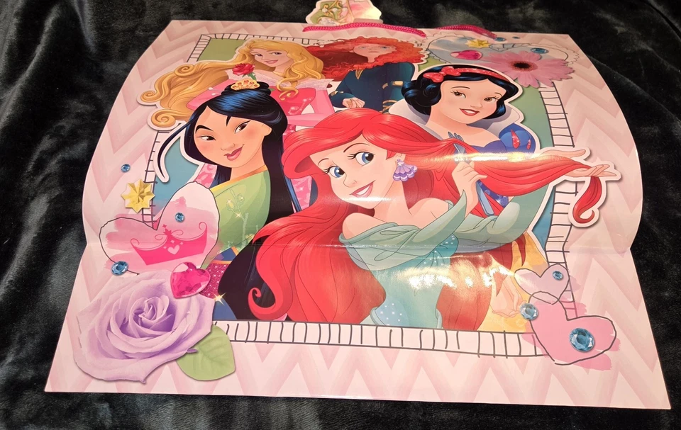 12 Disney Princesses Pink Gift Bags With Glitter From Hallmark  15 In Tall NEW - Image 3 of 4