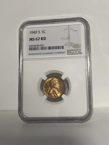 1949 S NGC MS 67 RD United States / American Lincoln Wheat Cent.