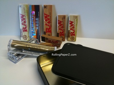 STORAGE TIN +RAW+ELEMENTS Rolling Papers+RANDY's MACHINES+TIPS KING+1 1/4
