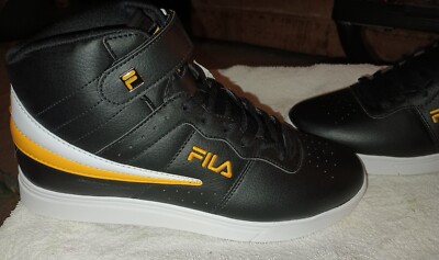 MENS FILA BLACK & YELLOW HIGH TOPS SIZE 10.5 ATHLETIC SNEAKERS