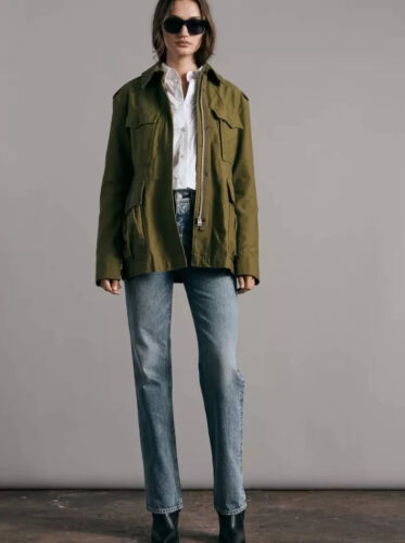 NEW Rag & Bone LORENZ COTTON MILITARY JACKET in Army Green XS #CSJ659 - Picture 6 of 12