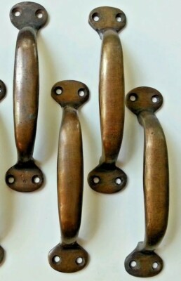 4 Solid Brass Ant. Style File Cabinet Trunk Chest Handles Pulls 5-1/2'' wide #P1
