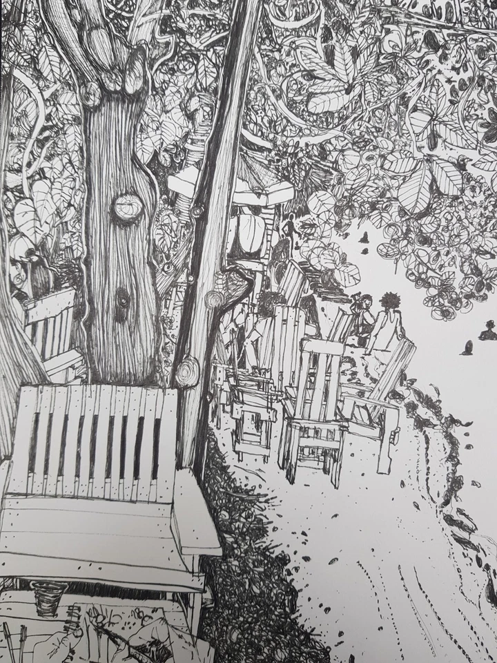 Gerardo GOMEZ El Salvador encre sur papier ink on paper contreseing 23/30.5 cm - Photo 1/1