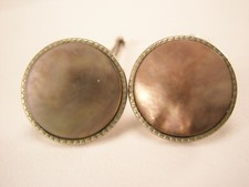 SINGLES 2 1/2" Round Gray Mother of Pearl Vintage Formal Groom Tux Studs c228