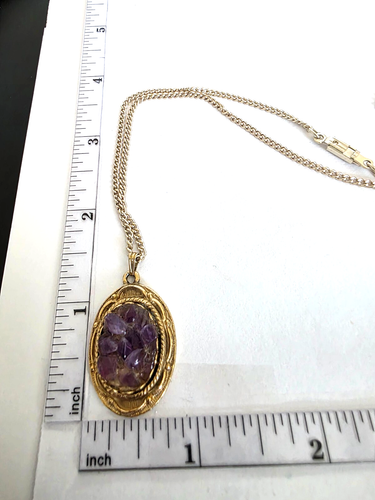Conjunto de pendientes vintage de amatista con astillas en tono dorado con tornillos y piedras preciosas - Imagen 19 de 21