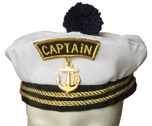 Black Yacht Captain Skipper Navy Sailor Boat Cap Hat Costume