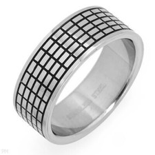 FASHIONABLE MENS STAINLESS STEEL COMFORT RING - US- 9.75