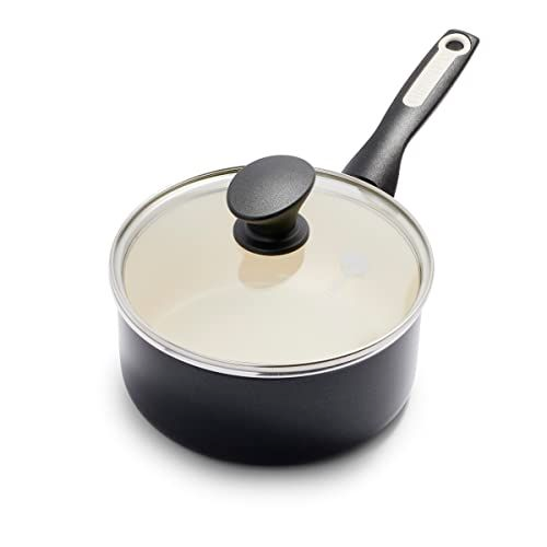 GreenPan Rio Healthy Ceramic Nonstick 2QT Saucepan Pot with Lid, Black