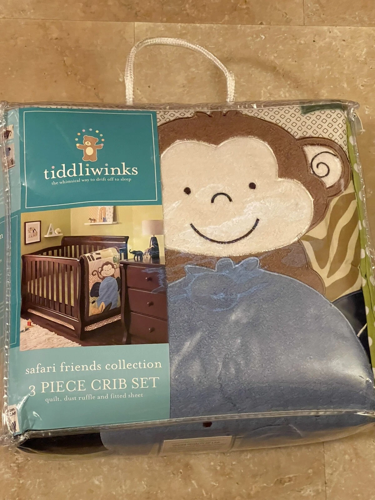 NEW Tiddliwinks Safari Friends 3pc Baby Crib Nursery Bedding Quilt Sheet Ruffle