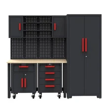 Storage System 6-Pcs Workshop Set,Perfect for Organizing Garage Tools, Black/Red