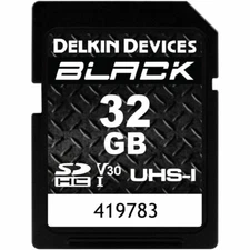 New Delkin Devices 32GB BLACK UHS-I SDHC Memory Card, USA Dealer #20924
