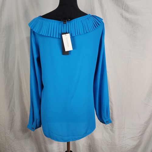 ¡Nuevo! Top manga larga con volantes asimétricos azul brillante talla pequeña Banana Republic - Imagen 7 de 14