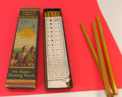 Antique Dixon's Typhonite Eldorado Master Drawing Pencils Box w/Pencils