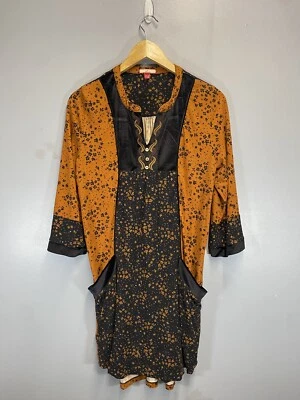 Joe Browns Short Dress UK 14 Orange Black Floral Jersey Tunic Ethnic Boho   - Image 1 of 4