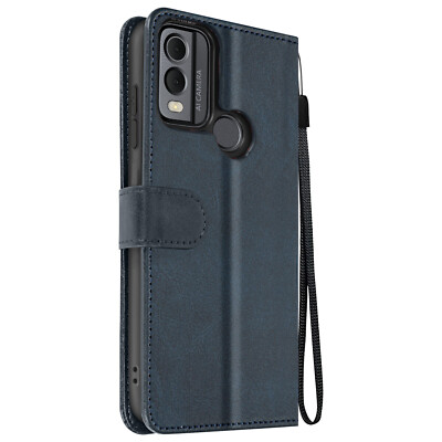 Avizar, Nokia C22 Wallet-Cover, Portemonnaie Hülle mit Handschlaufe, Dunkelblau