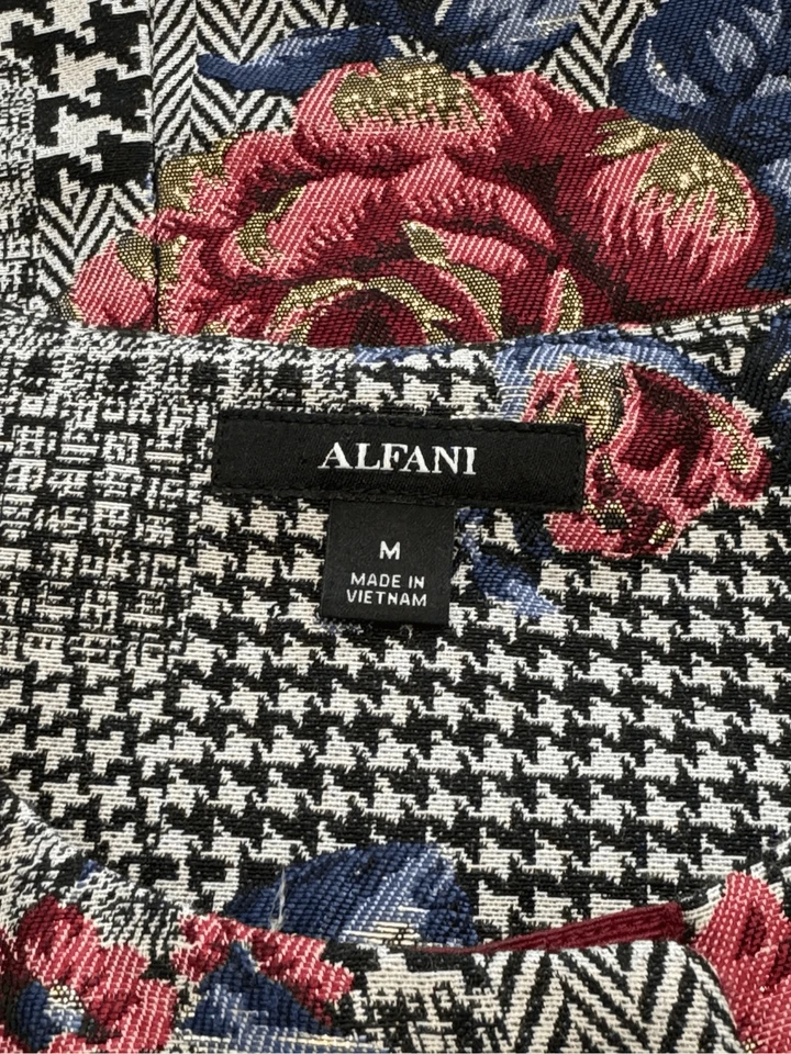 Chaqueta Blazer Para Mujer Alfani Mediana Metálica Floral Manga Burbuja Cierre a Presión Foto 4 de 4