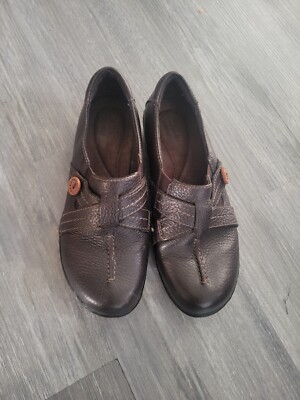 CLARKS UN LOOP BROWN LEATHER LOAFERS SNEAKERS