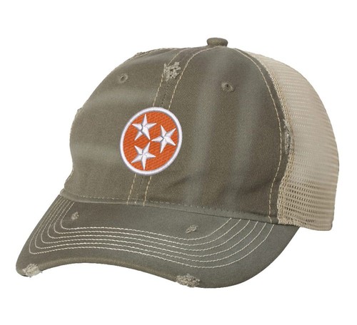 Tennessee Orange Trucker Hat – Distressed Tri-Star State Flag Cap - 第 4/8 張圖片